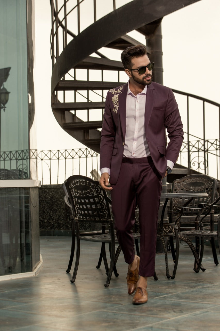 Purplish Men's Coat Pent
