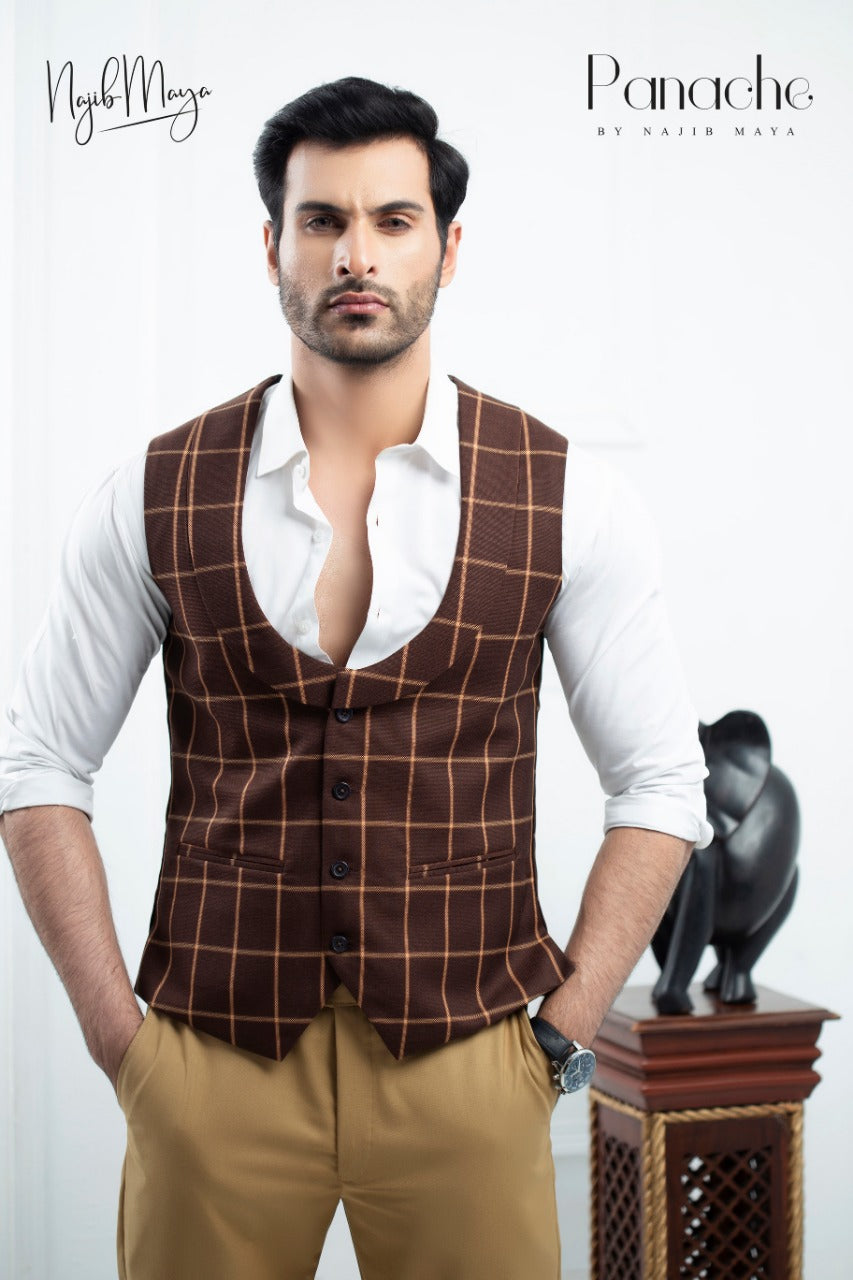 Khaki Stylish Coat Pent For Men's