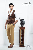 Khaki Stylish Coat Pent For Men's