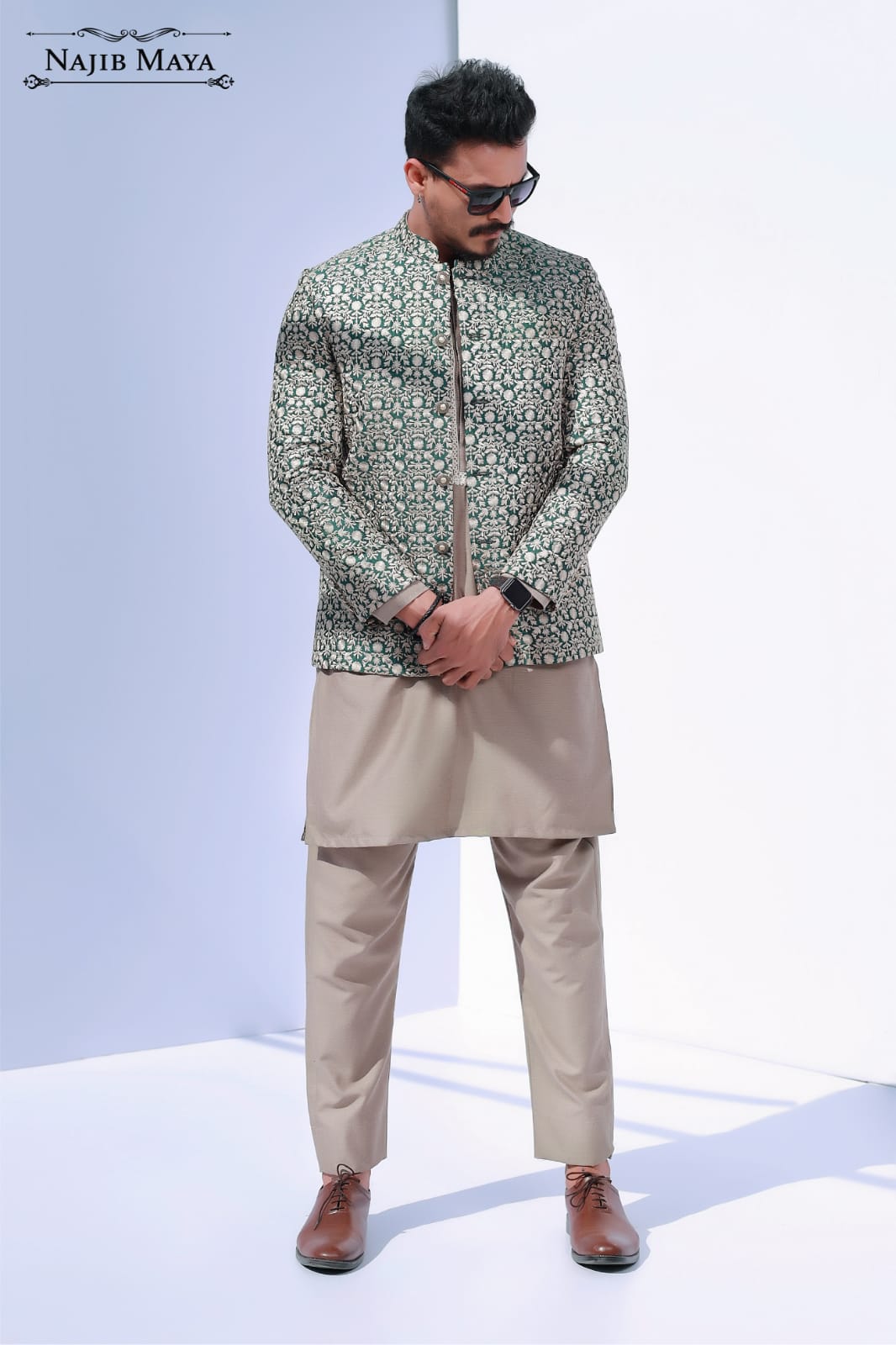 Green Causal Prince Coat For Men's Main image