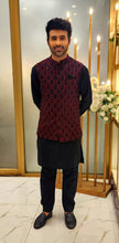 Load image into Gallery viewer, Maroonish Embroidered Waist Coat For Men&#39;s