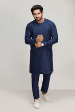 Load image into Gallery viewer, Blue Check Kurta Pajama For Men&#39;s