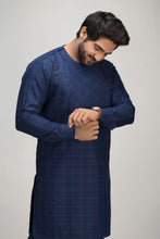 Load image into Gallery viewer, Blue Check Kurta Pajama For Men&#39;s