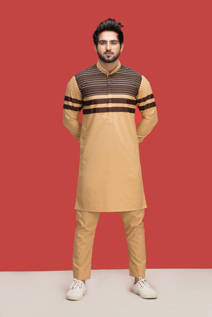 Camel Colour Stylish Kurta Pajama For Men's