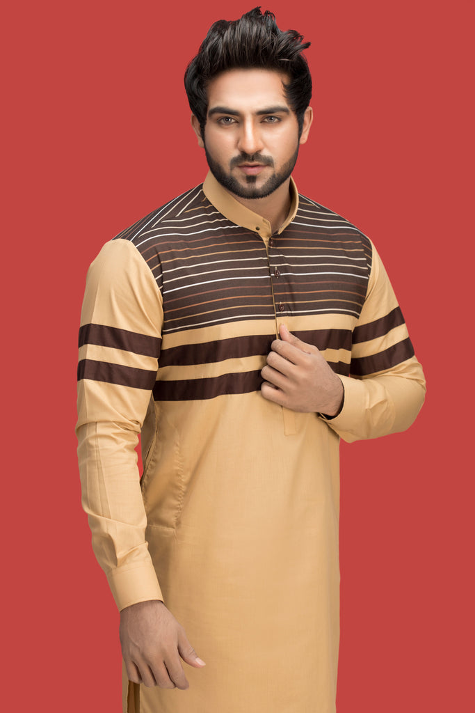 Camel Colour Stylish Kurta Pajama For Men's