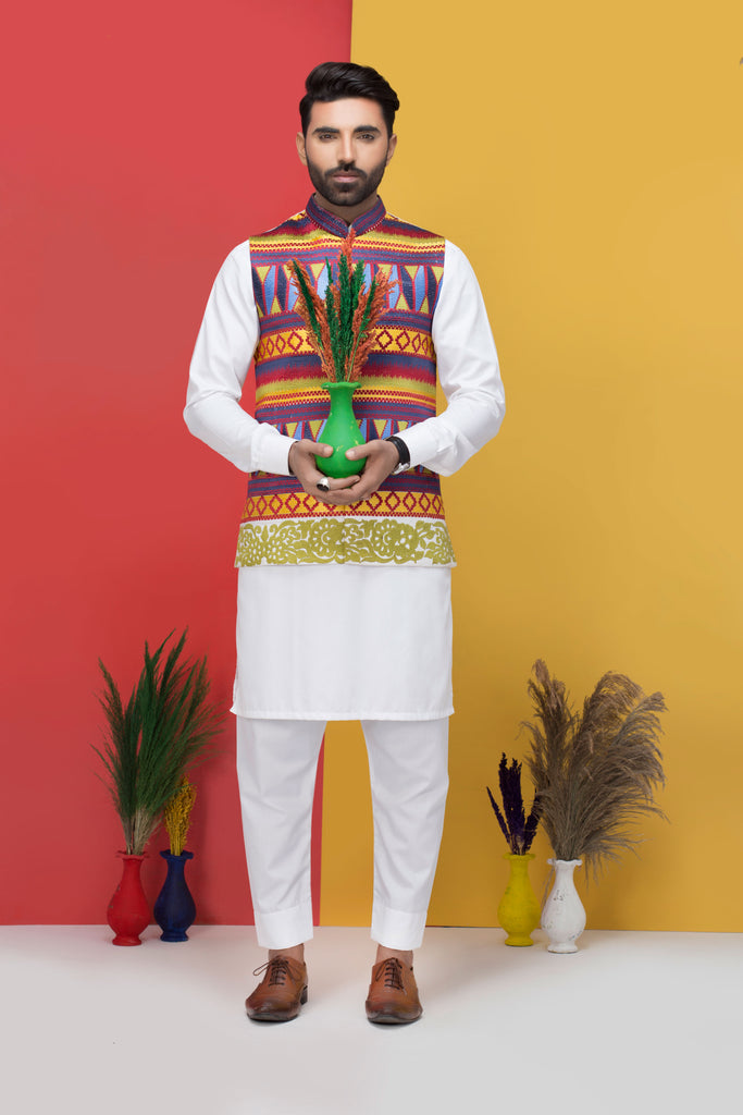 Rangoli Embroidered Waist Coat For Men's