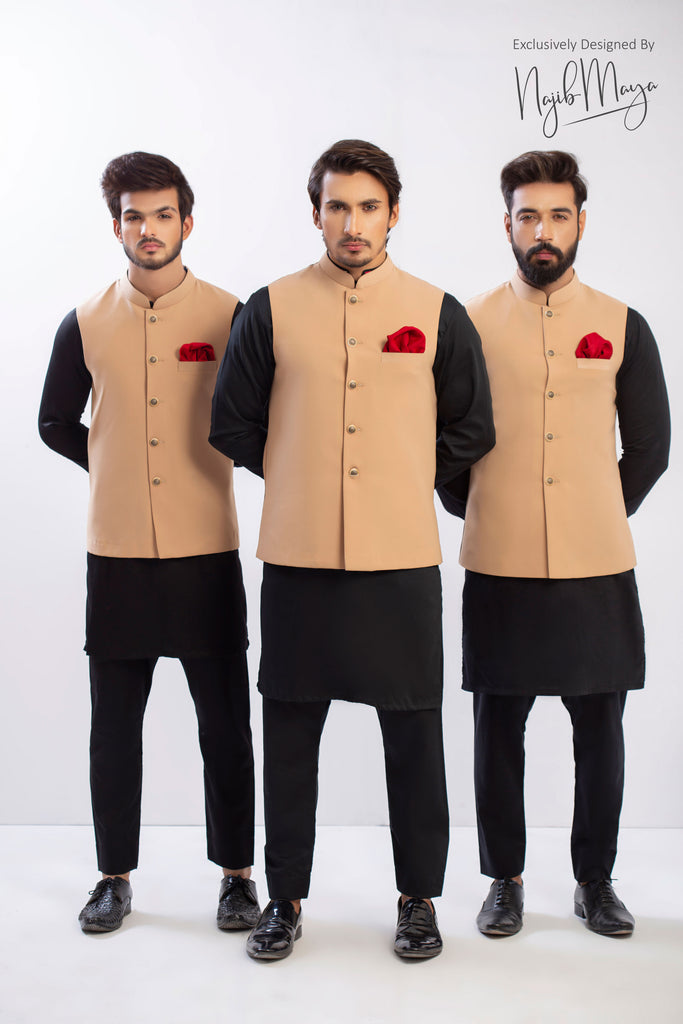 Basic Khaki Waist Coat For Men's