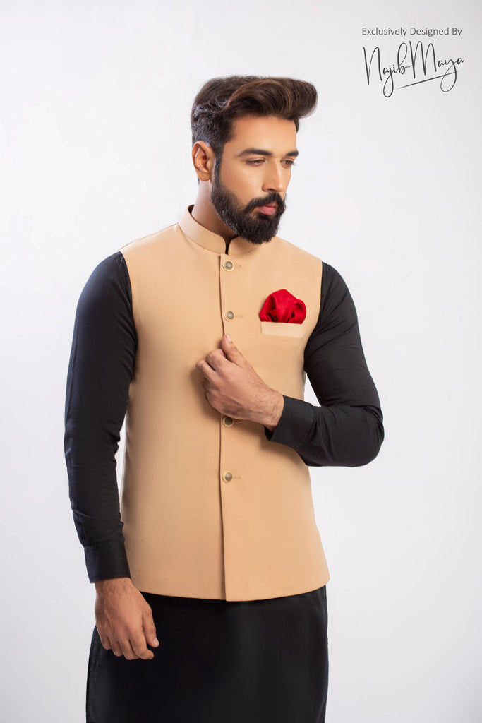 Basic Khaki Waist Coat For Men's