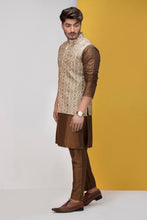 Load image into Gallery viewer, Golden Embroidered Waist Coat For Men&#39;s