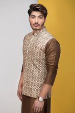 Load image into Gallery viewer, Golden Embroidered Waist Coat For Men&#39;s
