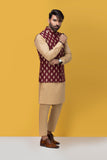 Maroon Elegant Embroidery Waist Coat For Men's