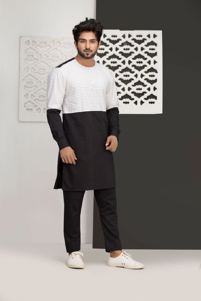 Black & White Kurta Pajama For Men's