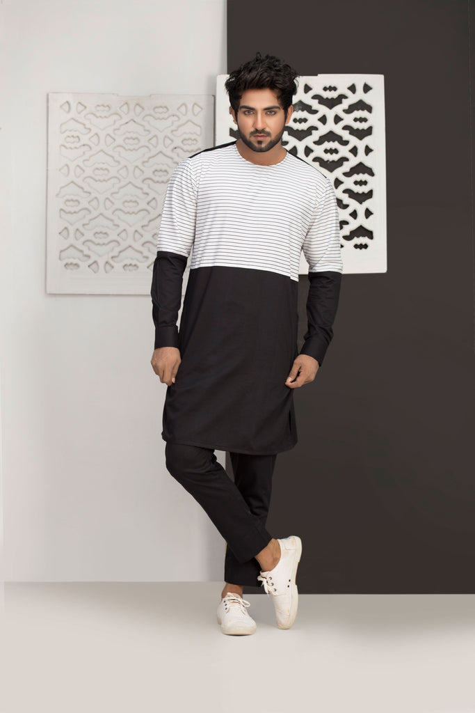 Black & White Kurta Pajama For Men's