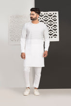 Load image into Gallery viewer, White With Black Lining Kurta Pajama For Men&#39;s