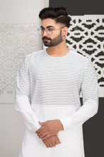 Load image into Gallery viewer, White With Black Lining Kurta Pajama For Men&#39;s