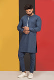 Blue Texture Kurta Pajama For Men's