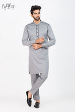 Load image into Gallery viewer, Grey Front Embroidery Kurta Pajama For Men&#39;s