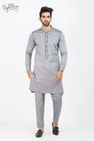 Grey Front Embroidery Kurta Pajama For Men's