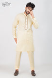 Yellow Embroidered Kurta Pajama For Men's