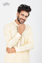 Load image into Gallery viewer, Yellow Embroidered Kurta Pajama For Men&#39;s