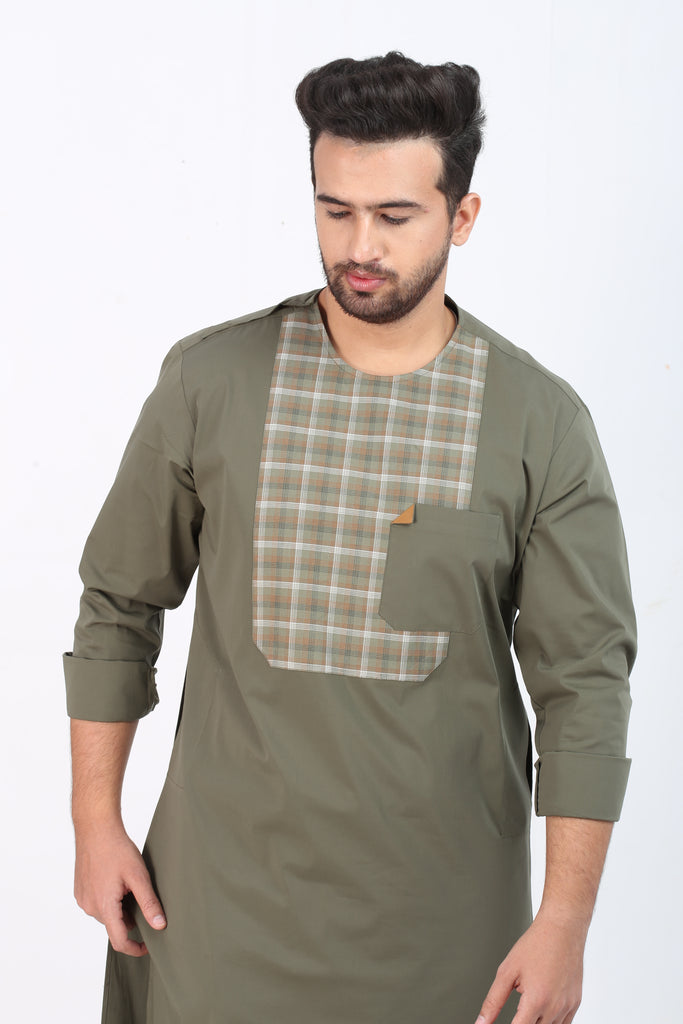 Green Front Style Kurta Pajama For Men's