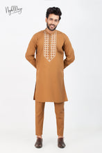 Load image into Gallery viewer, Brown Front Embroidery Kurta Pajama For Men&#39;s