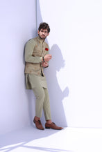 Load image into Gallery viewer, Greenish Embroidery Waist Coat For Men&#39;s