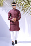 Maroon Embroidery Waist Coat For Men's