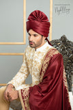 White & Golden Traditional Embroidered Sherwani For Men's