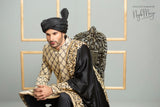 Golden Sherwani With Black Shall For Men's