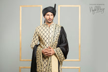 Load image into Gallery viewer, Golden Sherwani With Black Shall For Men&#39;s
