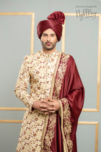 Load image into Gallery viewer, Beige With Golden Embroidered Sherwani For Men&#39;s