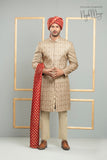 Golden Traditional Embroidered Sherwani For Men's