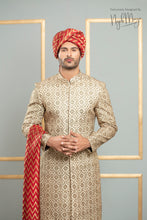 Load image into Gallery viewer, Golden Traditional Embroidered Sherwani For Men&#39;s