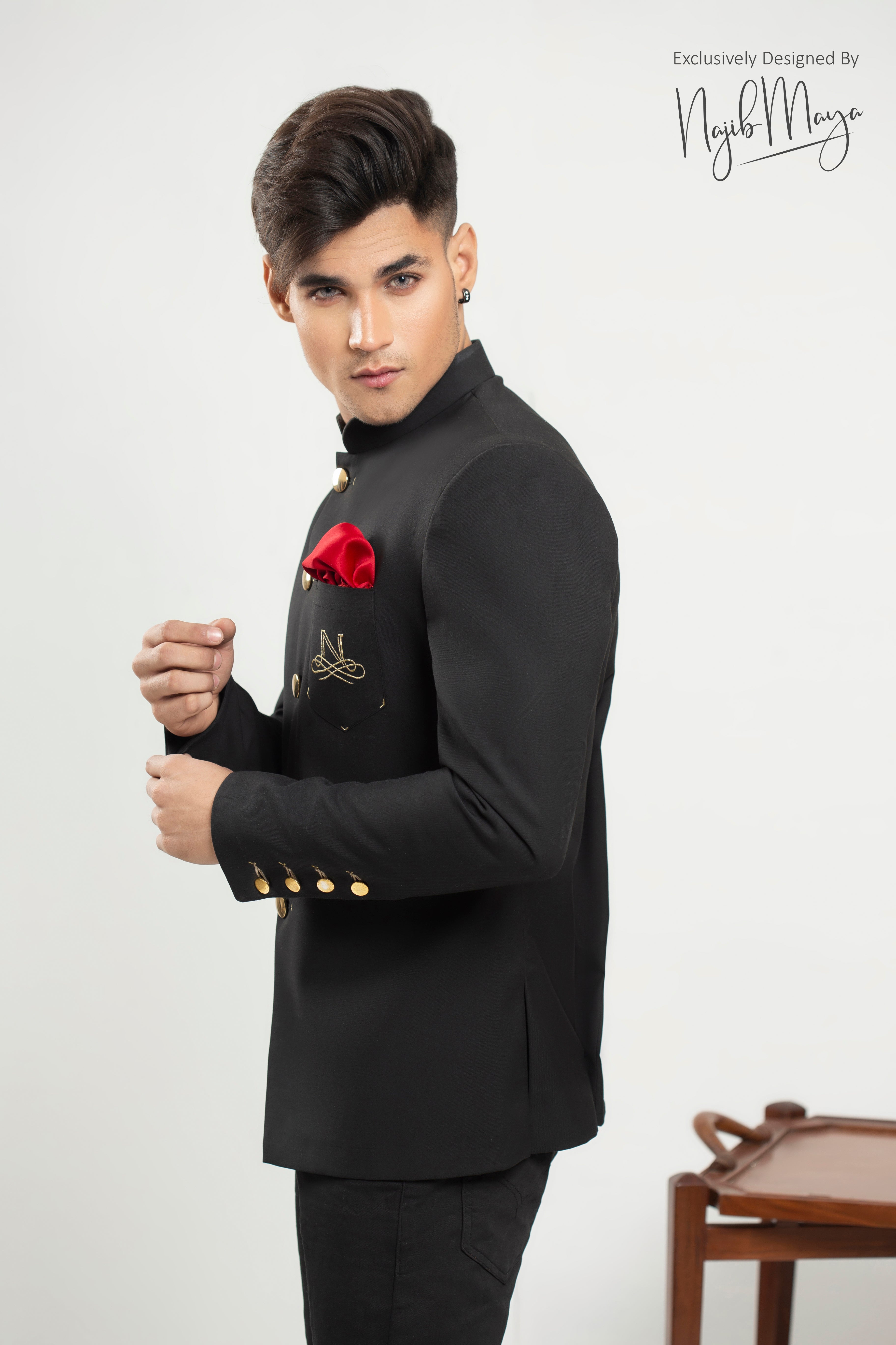 Black Prince Coat With Golden Work For Men's