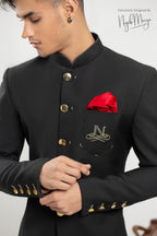 Black Prince Coat With Golden Work For Men's
