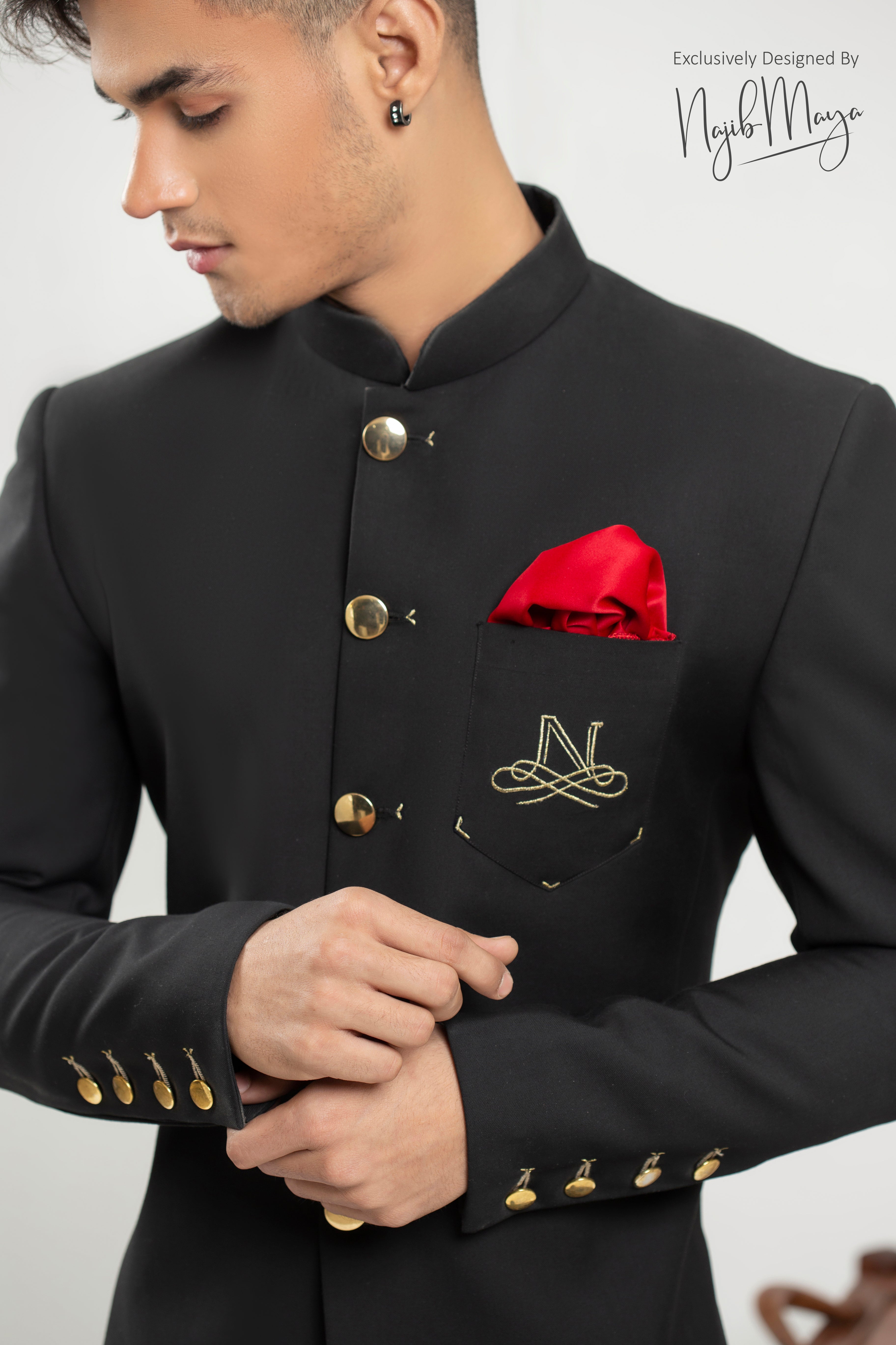 Black Prince Coat With Golden Work For Men's