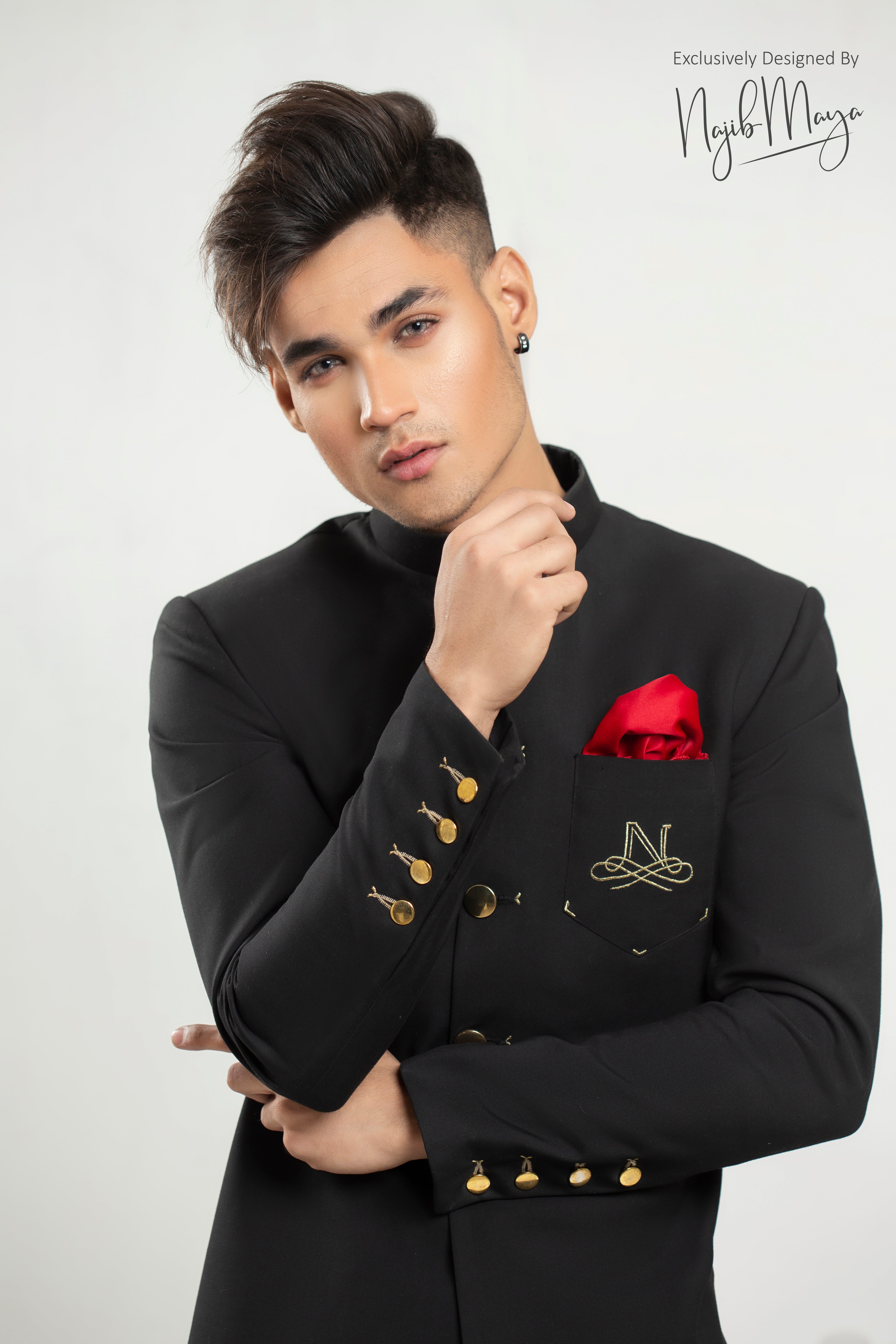 Black Prince Coat With Golden Work For Men's Main image