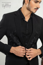 Load image into Gallery viewer, Black Coat Pent With Front Sequence Embroidery For Men&#39;s