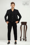 Black Coat Pent With Front Sequence Embroidery For Men's