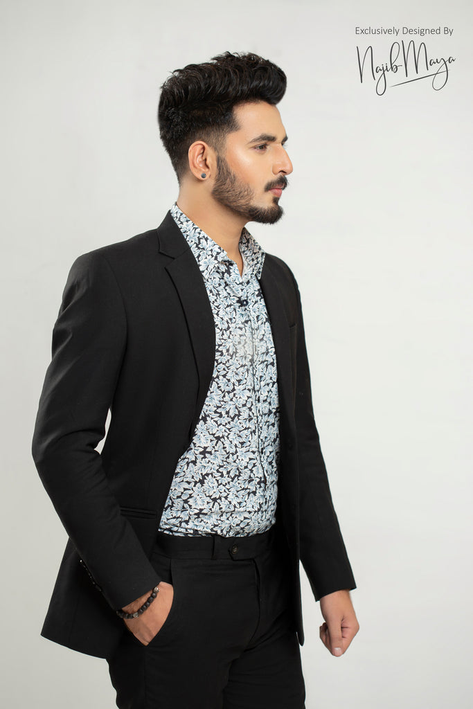 Black Coat Pent With Stylish Shirt For Men's