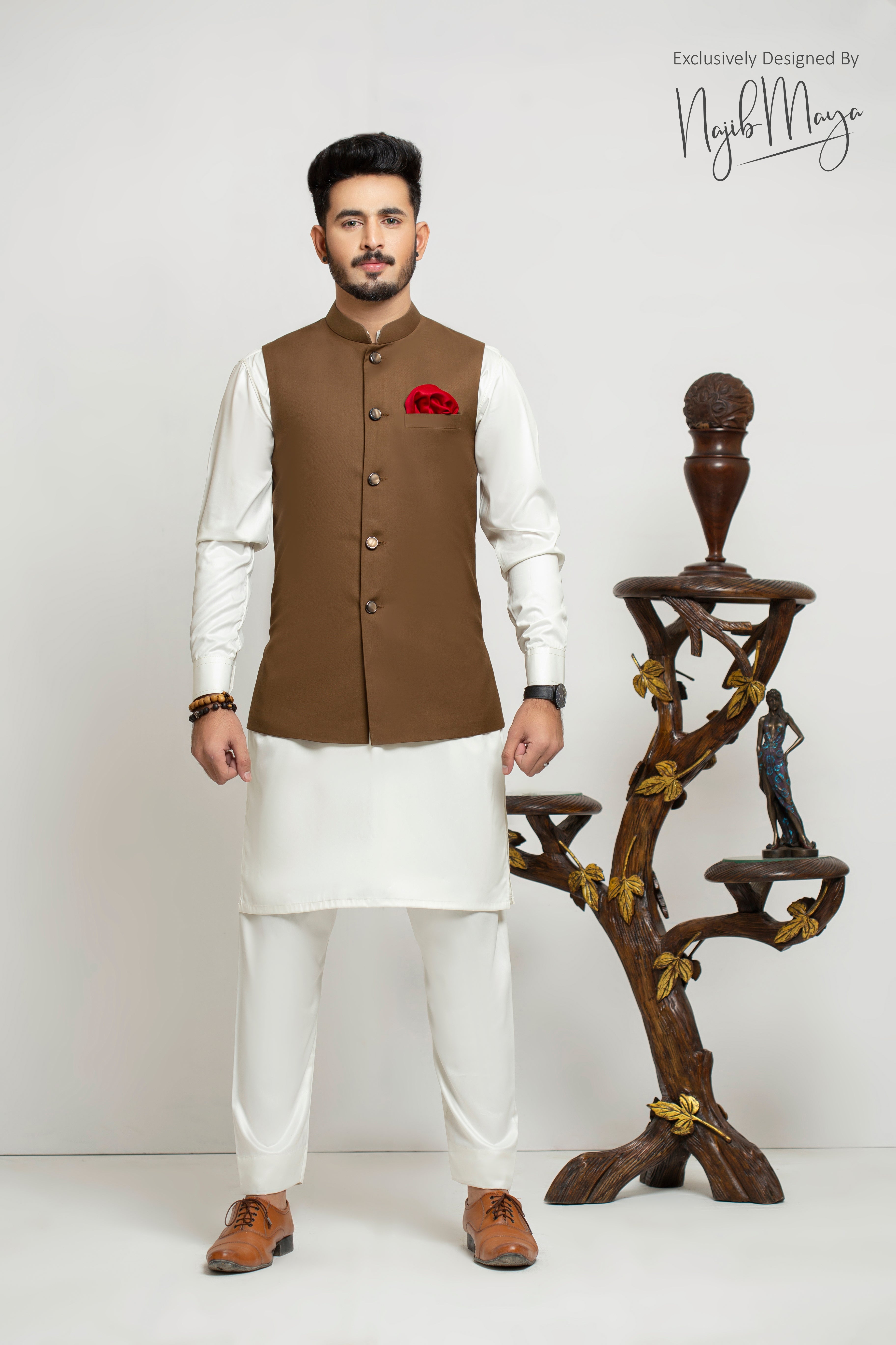 Brown Classic Waist Coat For Men's