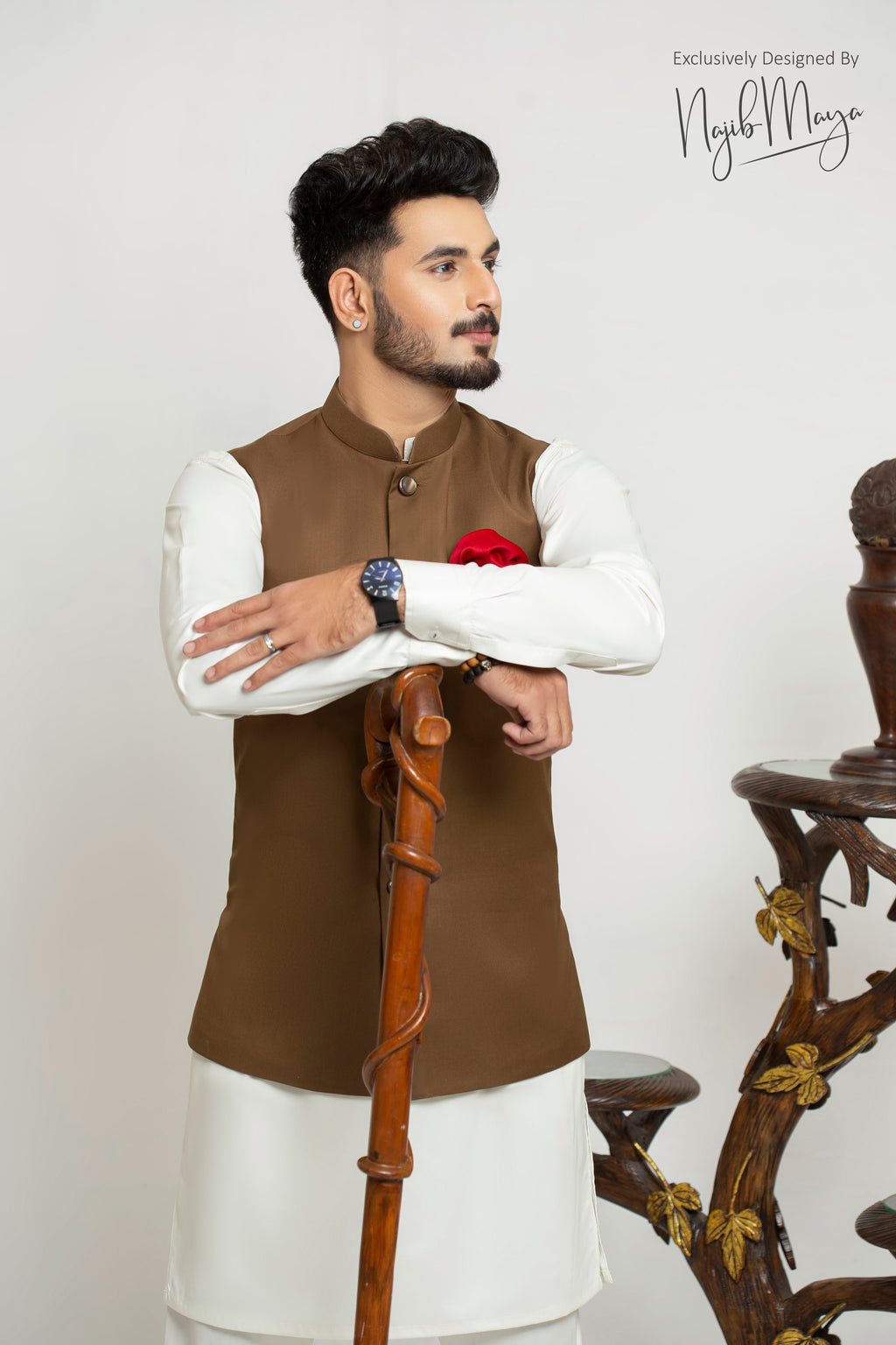 Brown Classic Waist Coat For Men's