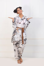 White & Gray Printed Night Suit
