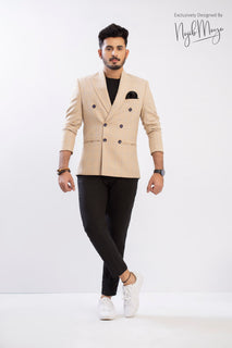 Beige Stylish Coat Pent For Men's