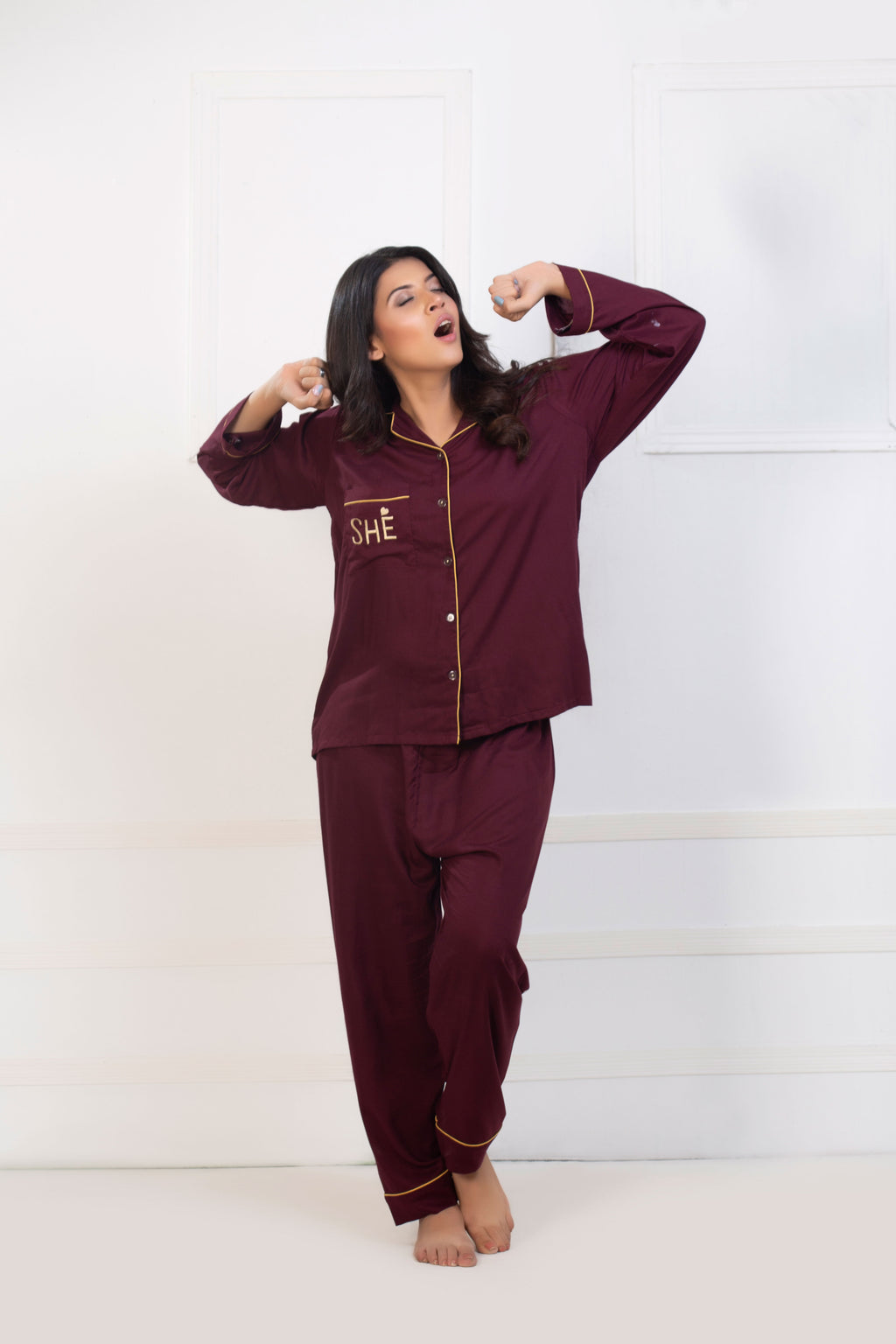 Maroon Night Suit