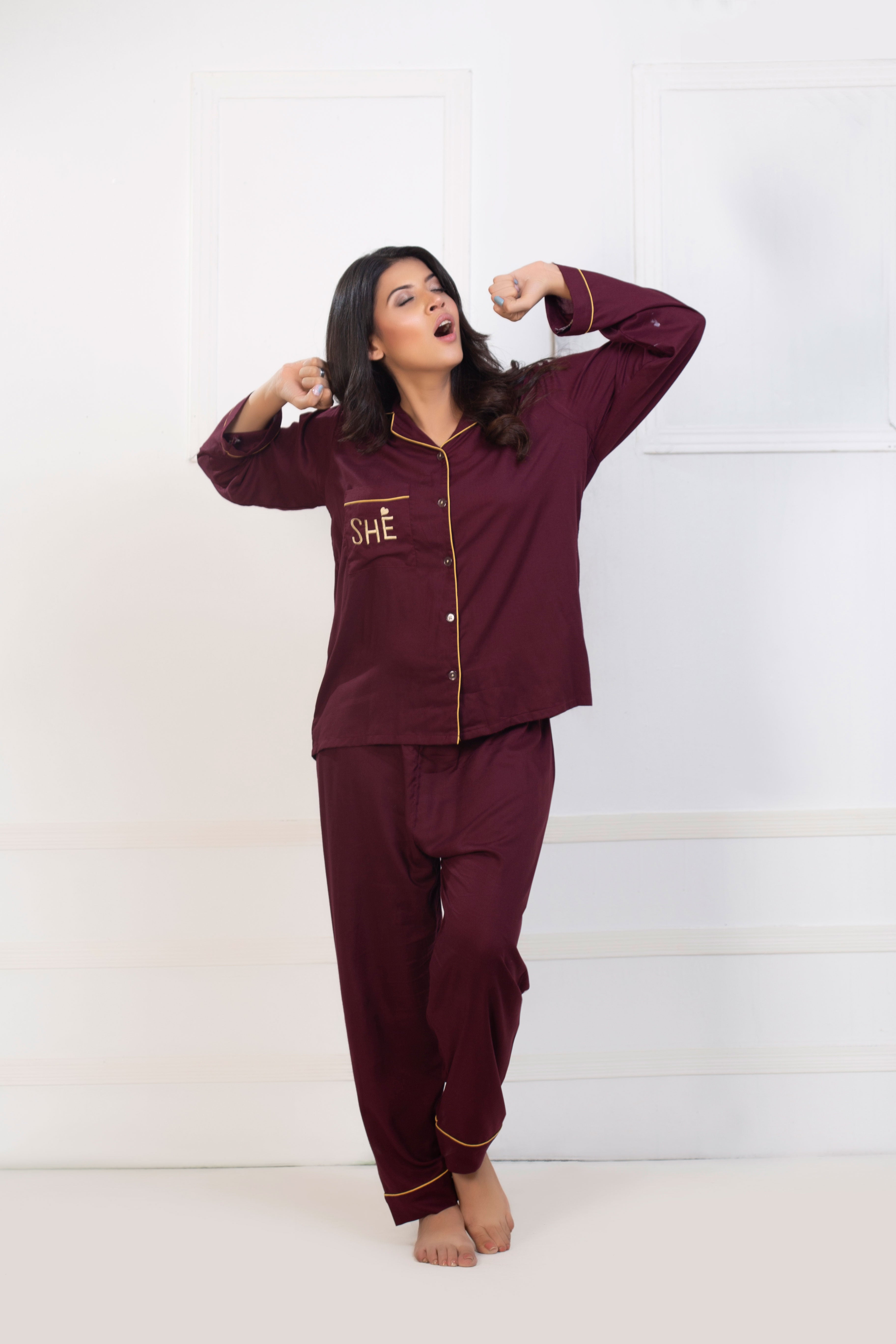 Maroon Night Suit
