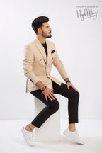 Beige Stylish Coat Pent For Men's