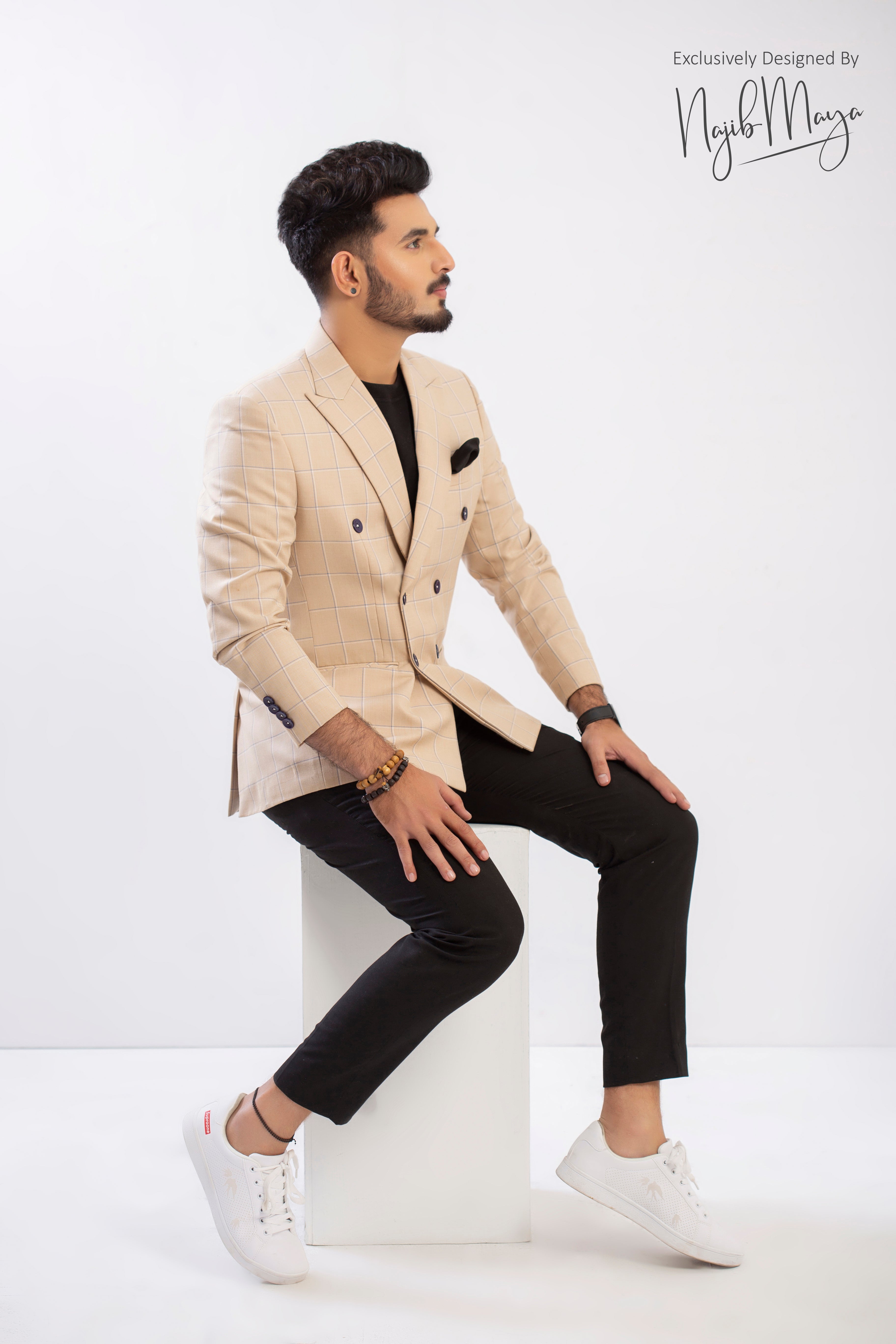 Beige Stylish Coat Pent For Men's