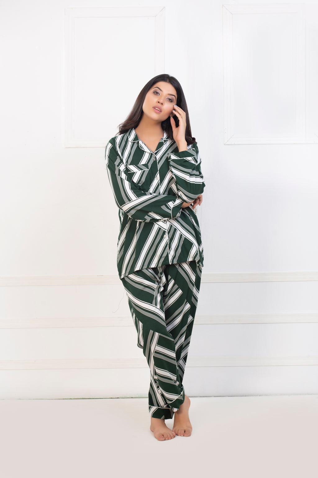 Green Stripe Night Suit